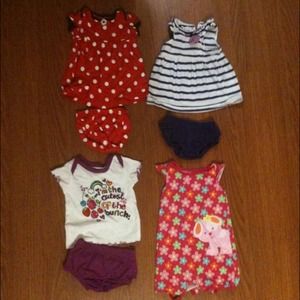 4 random baby girl outfits bundle