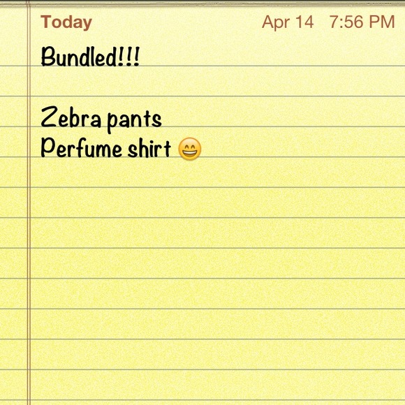 Zebra pants, perfume shirts