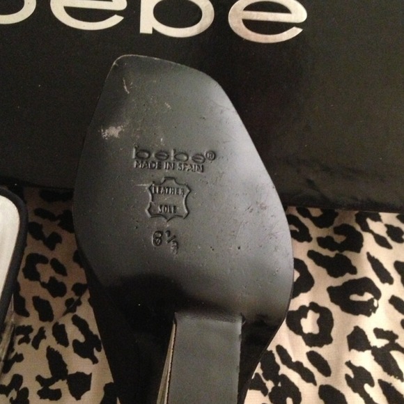 BEBE Cinderella satin slip on w/glass wedge heel - Picture 2 of 3