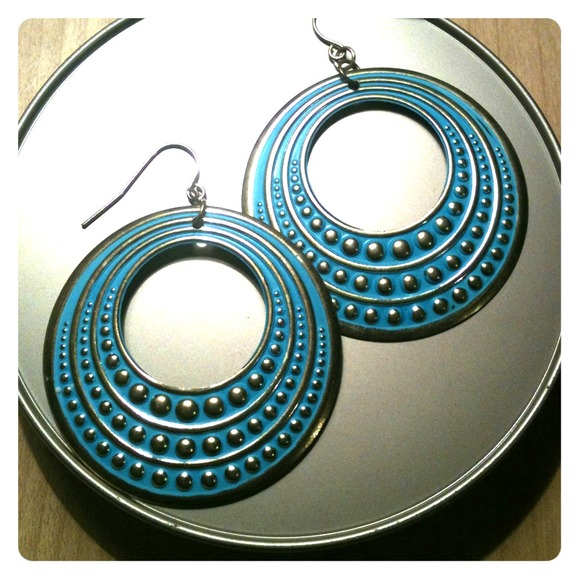 Beautiful Turqouise/Goldish hoops