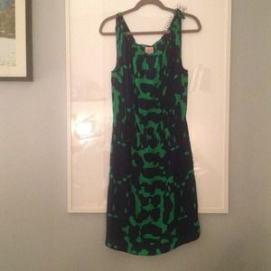 Navy and Emerald silk dress