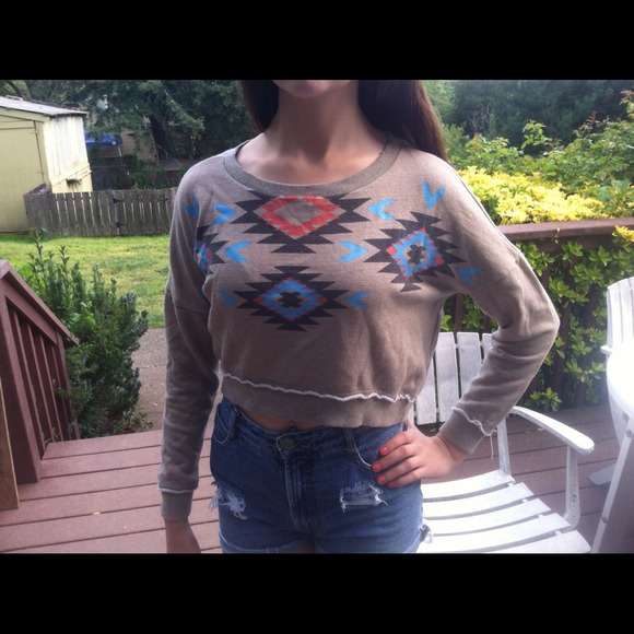 Forever 21 Tribal Sweater Crop Top