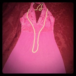 Fuschia lace halter sundress