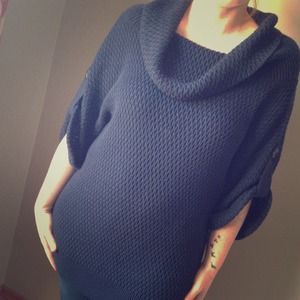 Navy Cowl Neck Sweater