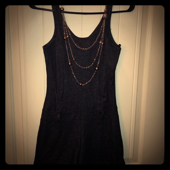Charcoal grey denim look romper size S