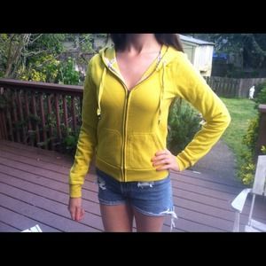 VS PINK Yellow Zip-up Sweatshirt