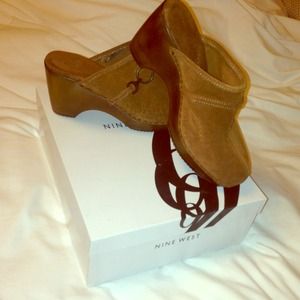 Brown suede clogs from Nine West
