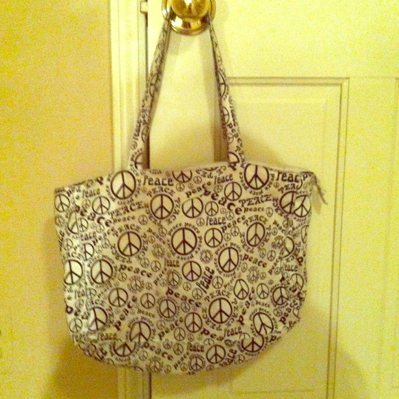 🚫🚫TRADED🚫🚫 White peace signs tote