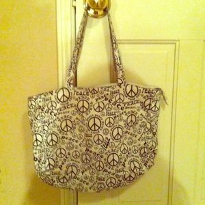 🚫🚫TRADED🚫🚫 White peace signs tote