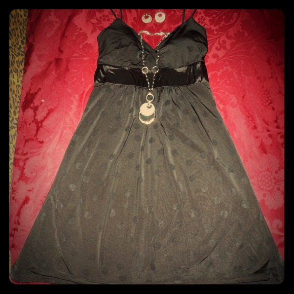 Black polka dot spaghetti strap dress size S
