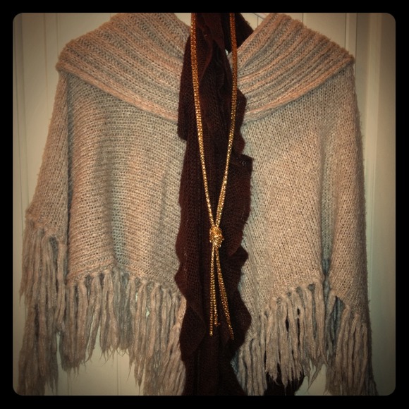 Taupe pancho style sweater