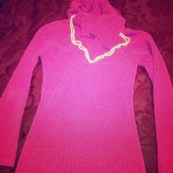 Fuschia cowl neck sweater