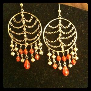 Gorgeous amber colored dangly hoops!