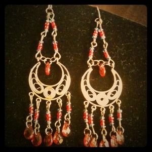 Red and Blue beaded Earrings