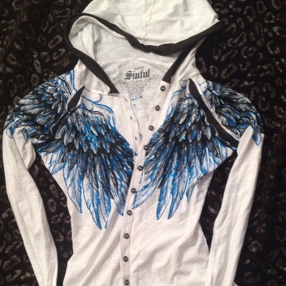 **SOLD** Sinful long sleeve button up hoodie