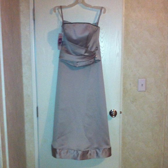 Beige 2 piece dress.
