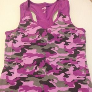 Purple army workout top and yoga pants