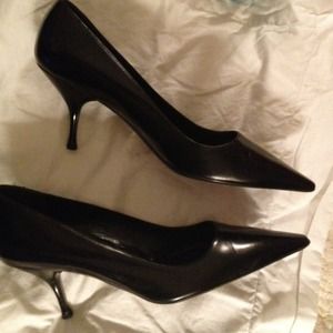 Prada polished black leather pumps,  size 8