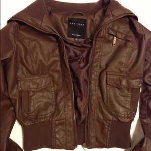 **Traded** ChocolateBrown FauxLeather BomberJacket