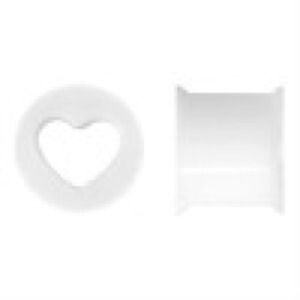 A pair of white heart shaped jelly plugs