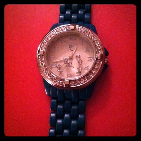Teal colored diamond stud watch - Picture 1 of 2