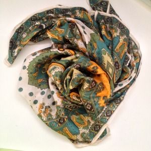 Vintage Silk Square Scarf Pretty Retro Pattern