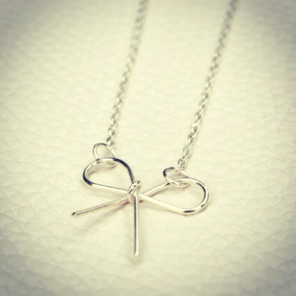 Tiny Silver Bow Necklace