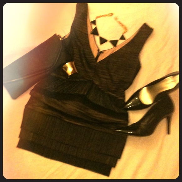 NWOT BCBG black and nude cocktail dress