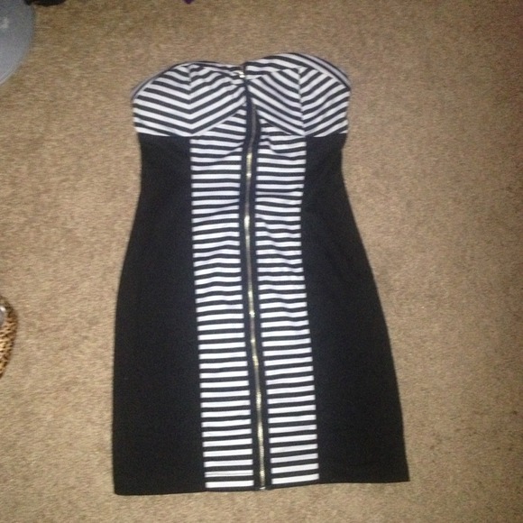 Black/white dress with strips