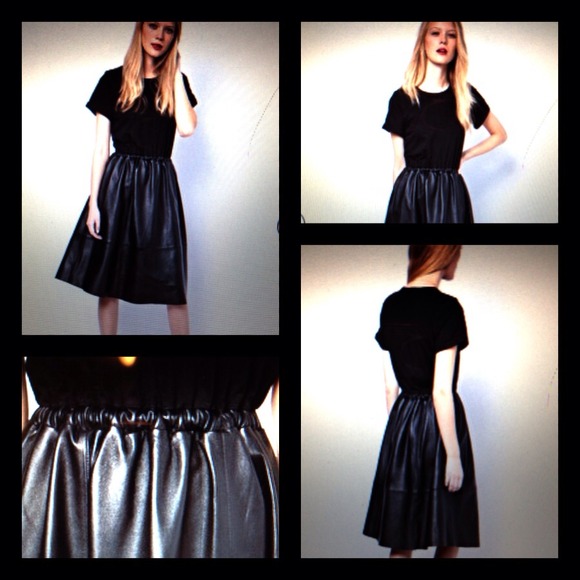 Jersey Top/Leather Skirt Dress