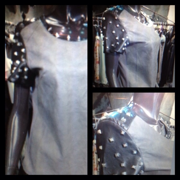 Studded Vegan Leather T-Shirt