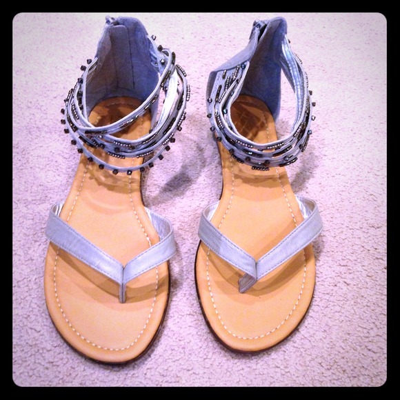Gray gladiator sandals