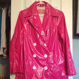 Bright pink rain coat