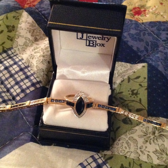 Sapphire and diamond ring and tennis bracelet