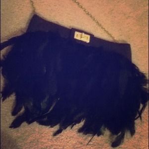 Feathered handbag/clutch.