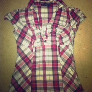 Red Plaid short sleeved shirt