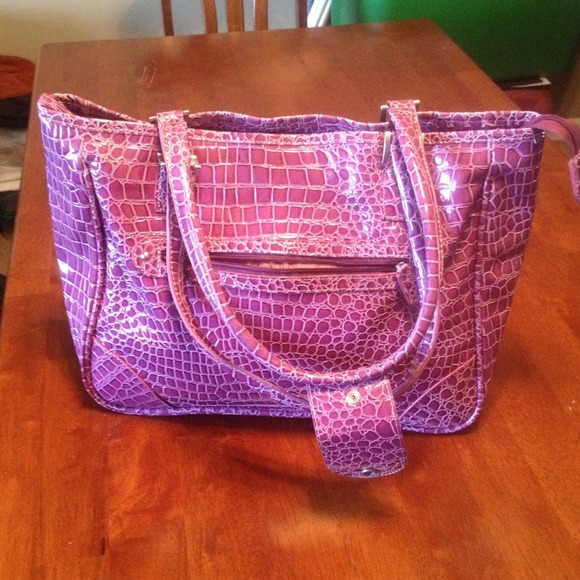 Purple Faux Croc tote