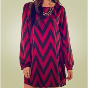 Forever Zig Zag Shift Dress, Bordeaux