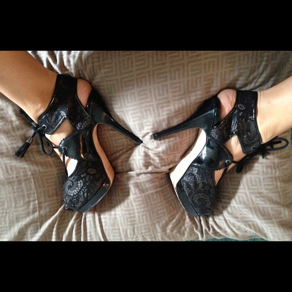 Sexy laced up corset style Bebe heels