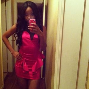Pink and black peplum dress on