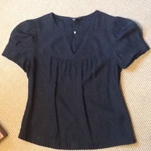 Black Dot Silk Blouse Banana Republic