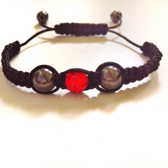 Macramé Red Crystal Clay Ball Shamballa Bracelet