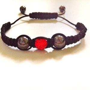 Macramé Red Crystal Clay Ball Shamballa Bracelet