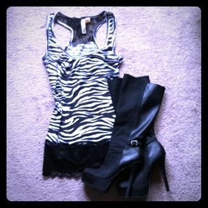 Lace Zebra Print Tank