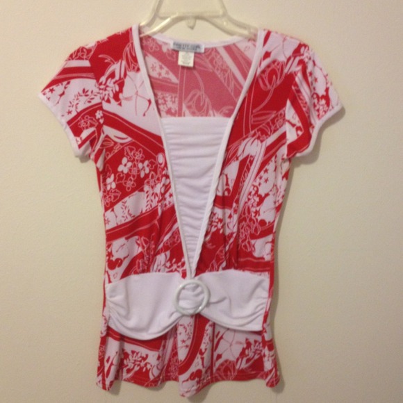 Red and white top