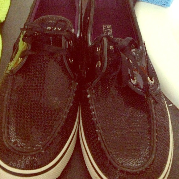 Authentic Black Sequined Sperrys!