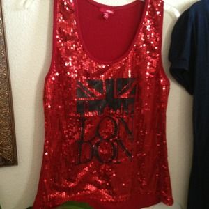 Red sequin Union Jack inspired top