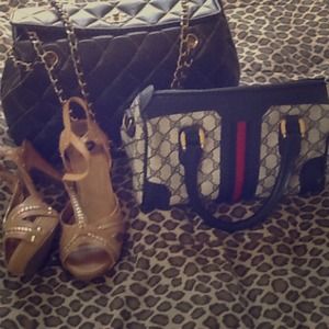 Gucci bag ,channel bag ,and cute guess shoes