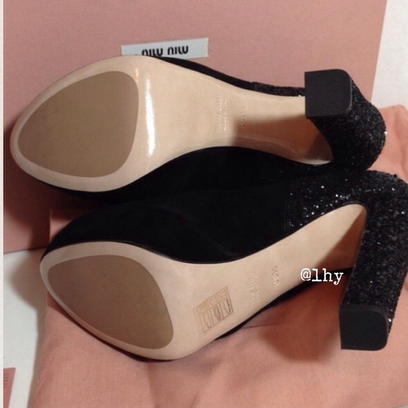 MIU MIU MARYJANE GLITTER PUMPS 38.5 - Picture 3 of 6
