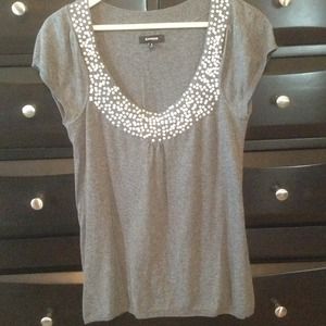 Grey sequined trimmed top